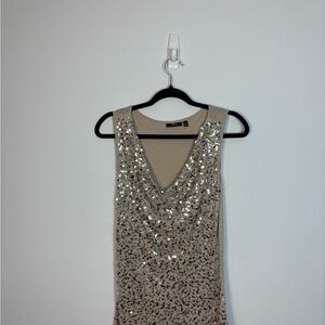 Elegant Sequin Boat neck top - Champagne